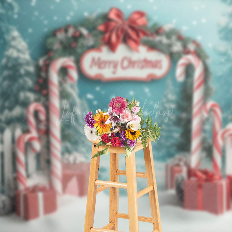 Lofaris Snowy Forest Fence Gifts Merry Christmas Backdrop