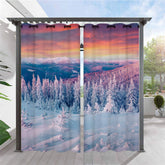Lofaris Snowy Forest Mount Waterproof Outdoor Curtains For Porch