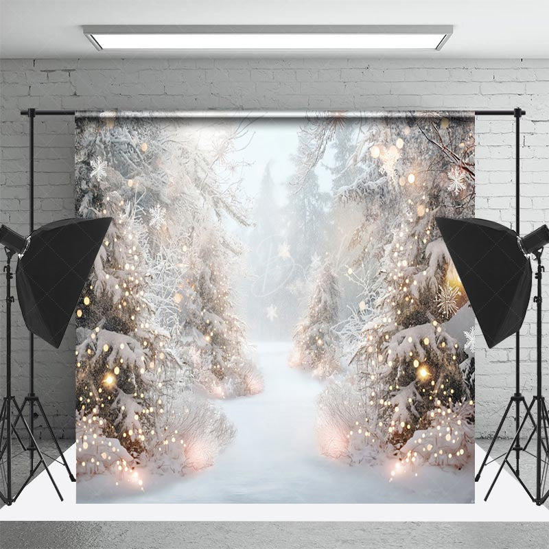 Lofaris Snowy Forest Scene Castle Christmas Room Set Backdrop