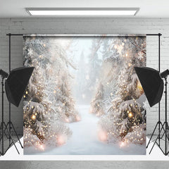 Lofaris Snowy Forest Scene Castle Christmas Room Set Backdrop