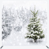 Lofaris Snowy Forest White Words Square Tension Backdrop
