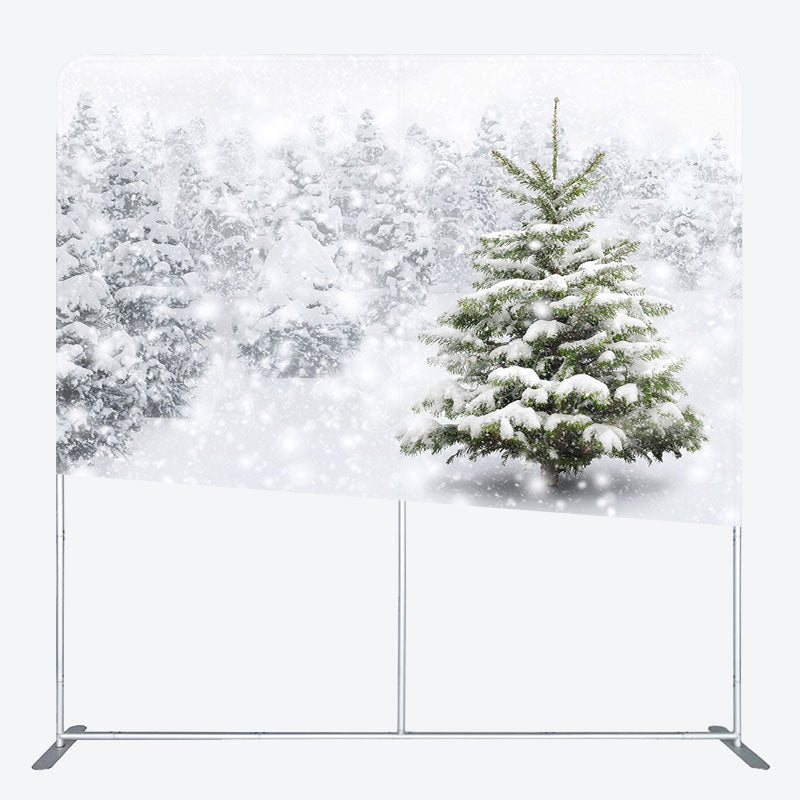 Lofaris Snowy Forest White Words Square Tension Backdrop
