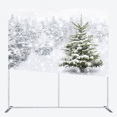 Lofaris Snowy Forest White Words Square Tension Backdrop