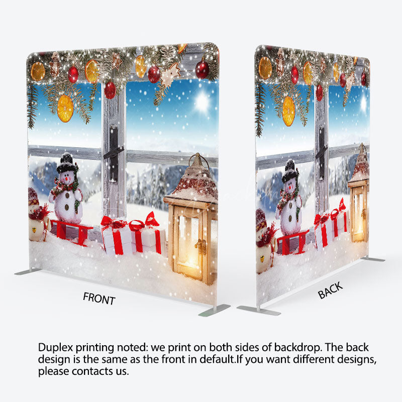 Lofaris Snowy Glitter Balls Gifts Double-Sided Backdrop