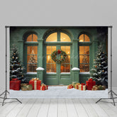 Lofaris Snowy Green Shop Wreaths Christmas Backdrop For Photography