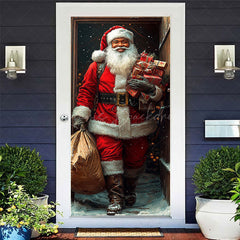 Lofaris Snowy Kindly Santa Claus Gifts Christmas Door Cover
