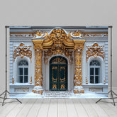 Lofaris Snowy Luxury White Gold House Architecture Backdrop