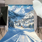 Lofaris Snowy Montain Wonderland White Winter Sweep Backdrop