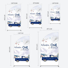 Lofaris Snowy Mountain Truck Winter Onederland Half Moon Arch Backdrop