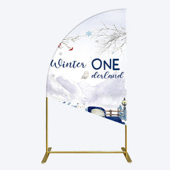 Lofaris Snowy Mountain Truck Winter Onederland Half Moon Arch Backdrop
