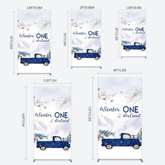 Lofaris Snowy Mountain Truck Winter Onederland Rectangle Backdrop