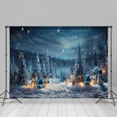 Lofaris Snowy Night Peaceful Forest Snowman Winter Backdrop