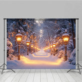 Lofaris Snowy Pathway Winter Backdrop Enchanted Forest Wonderland Photo Booth Christmas Holiday Portrait Studio Decor