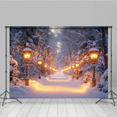 Lofaris Snowy Pathway Winter Backdrop Enchanted Forest Wonderland Photo Booth Christmas Holiday Portrait Studio Decor