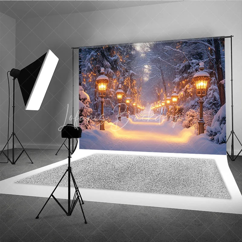 Lofaris Snowy Pathway Winter Backdrop Enchanted Forest Wonderland Photo Booth Christmas Holiday Portrait Studio Decor