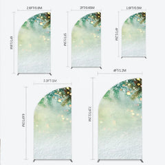 Lofaris Snowy Pine Branches with Warm Bokeh Lights Half Moon Arch Backdrop Festive Winter Holiday Party Decor