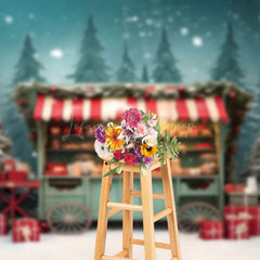 Lofaris Snowy Pine Forest Dining Car Gift Christmas Backdrop