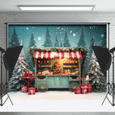 Lofaris Snowy Pine Forest Dining Car Gift Christmas Backdrop