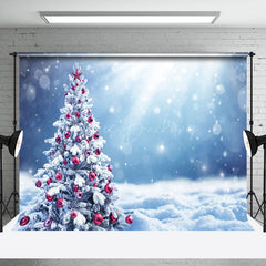 Lofaris Snowy Red Bauble Christmas Tree Sunshine Backdrop