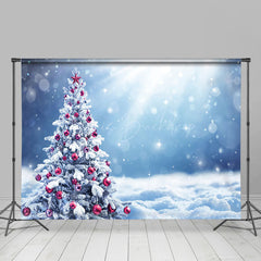 Lofaris Snowy Red Bauble Christmas Tree Sunshine Backdrop