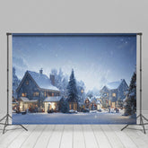 Lofaris Snowy Rural Town Night Festive Christmas Backdrop