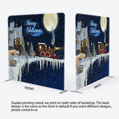 Lofaris Snowy Sky House Santa Merry Christmas Square Backdrop