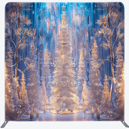Lofaris Snowy Trees Light Square Arch Christmas Backdrop