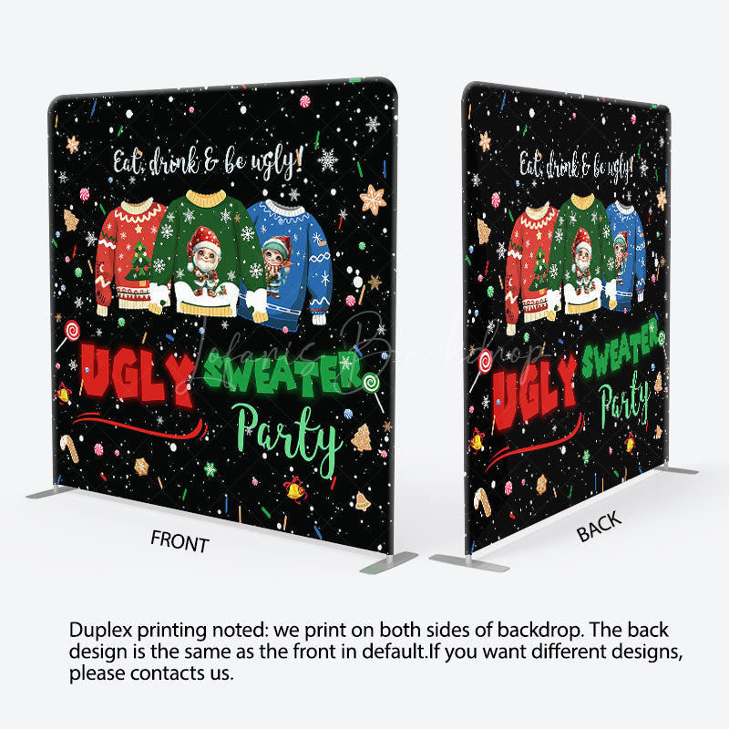 Lofaris Snowy Ugly Sweater Xmas Party Pillow Case Backdrop