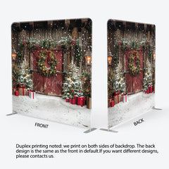 Lofaris Snowy Vintage Wooden Christmas Pillow Case Backdrop