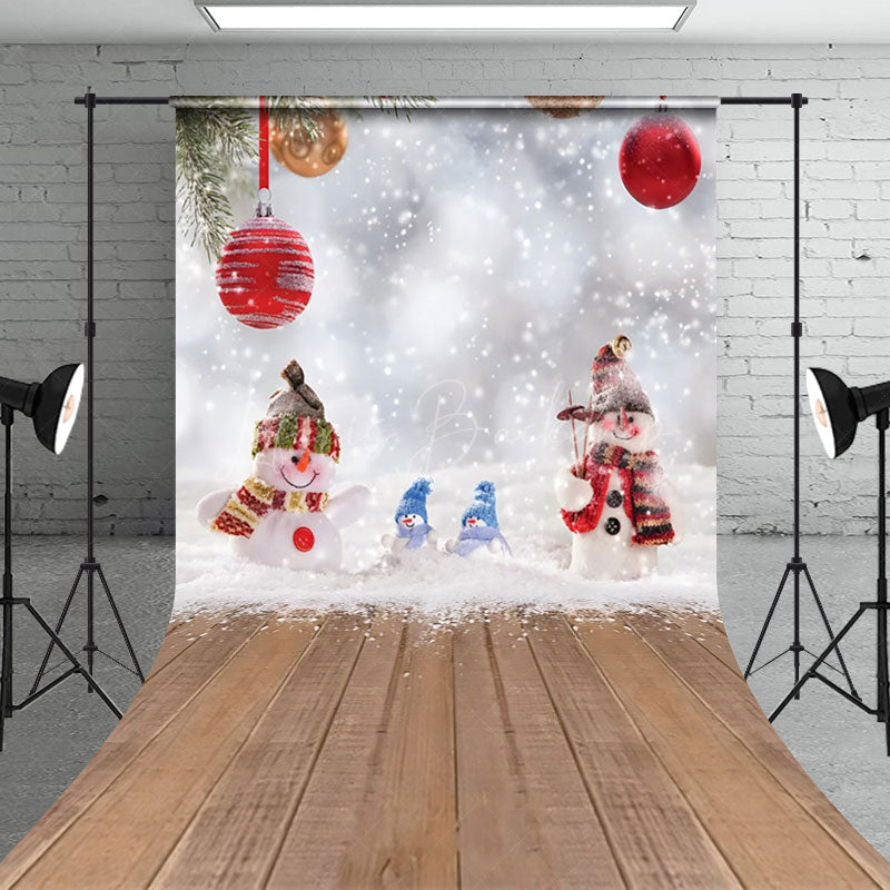 Lofaris Snowy White Christmas Floor Happy Holiday Backdrop