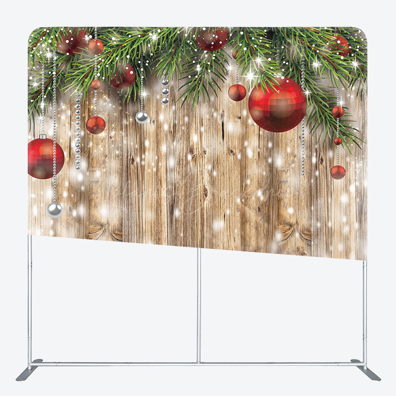 Lofaris Snowy Wood Grain Christmas Vibe Pillow Case Backdrop