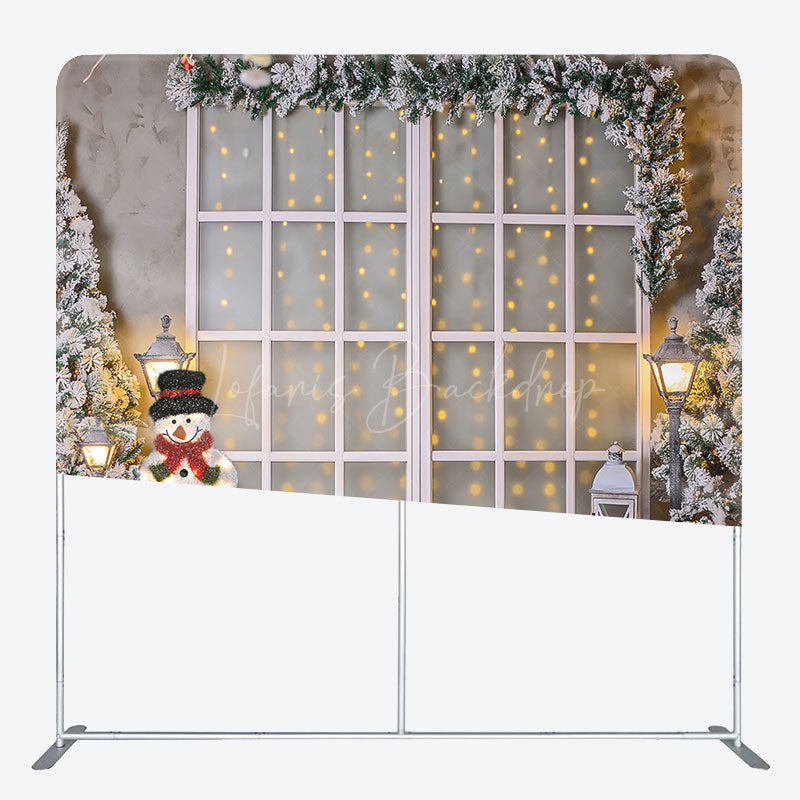 Lofaris Snowy World Christmas Trees Tension Fabric Backdrop