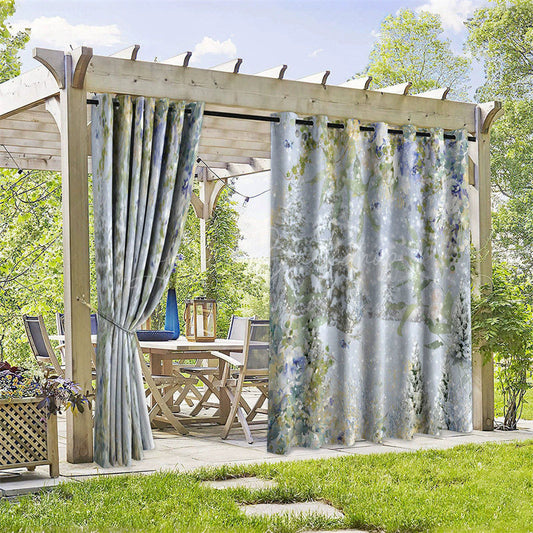 Lofaris Snowy Xmas Tree Waterproof Printed Outdoor Curtains