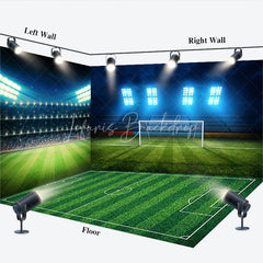 Lofaris Soccer Stadium Room Set Backdrop Night Lights Football Field Green Grass Background Sports Theme Photography Prop