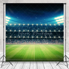 Lofaris Soccer Stadium Room Set Backdrop Night Lights Football Field Green Grass Background Sports Theme Photography Prop
