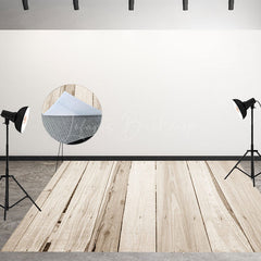 Lofaris Soft Blue Feather Wooden Floor Combo Set Backdrop