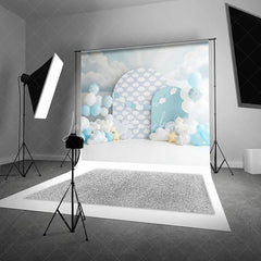 Lofaris Soft Blue Sky and White Clouds Backdrop Dreamy Star for Baby Birthday Cake Smash