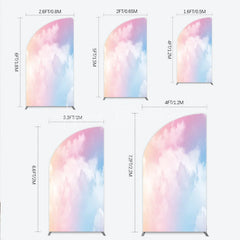 Lofaris Soft Pastel Gradient Sky with Fluffy Clouds Half Moon Arch Backdrop Dreamy Pink Blue Photography Background