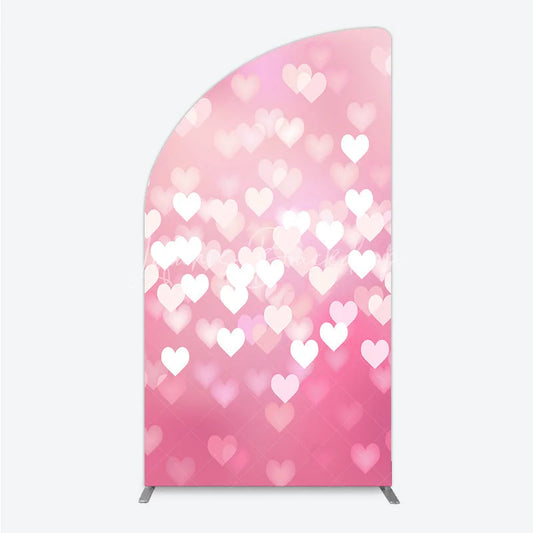 Lofaris Soft Pink Gradient Heart Bokeh Half Moon Arch Backdrop Romantic Valentine’s Day and Baby Shower Decor