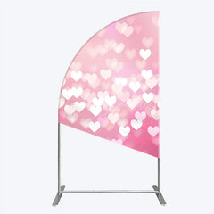 Lofaris Soft Pink Gradient Heart Bokeh Half Moon Arch Backdrop Romantic Valentine’s Day and Baby Shower Decor