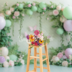 Lofaris Soft Spring Floral Willow Photography Backdrop