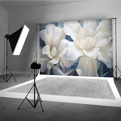 Lofaris Soft White Floral Backdrop Dreamy Blue Flower Art Background Newborn Photography Studio Prop
