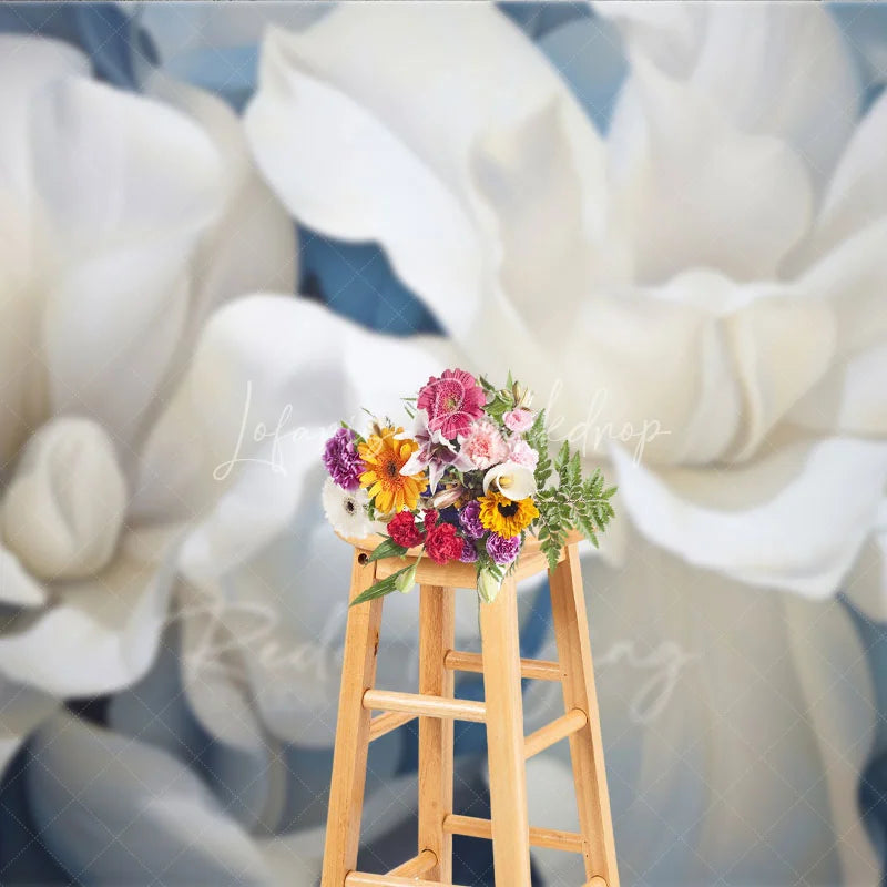 Lofaris Soft White Floral Backdrop Dreamy Blue Flower Art Background Newborn Photography Studio Prop