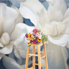 Lofaris Soft White Floral Backdrop Dreamy Blue Flower Art Background Newborn Photography Studio Prop