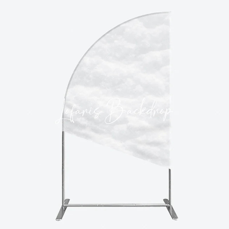 Lofaris Soft White Textured Snow Fluffy Half Moon Arch Backdrop Elegant Winter Wonderland Holiday Party Decor