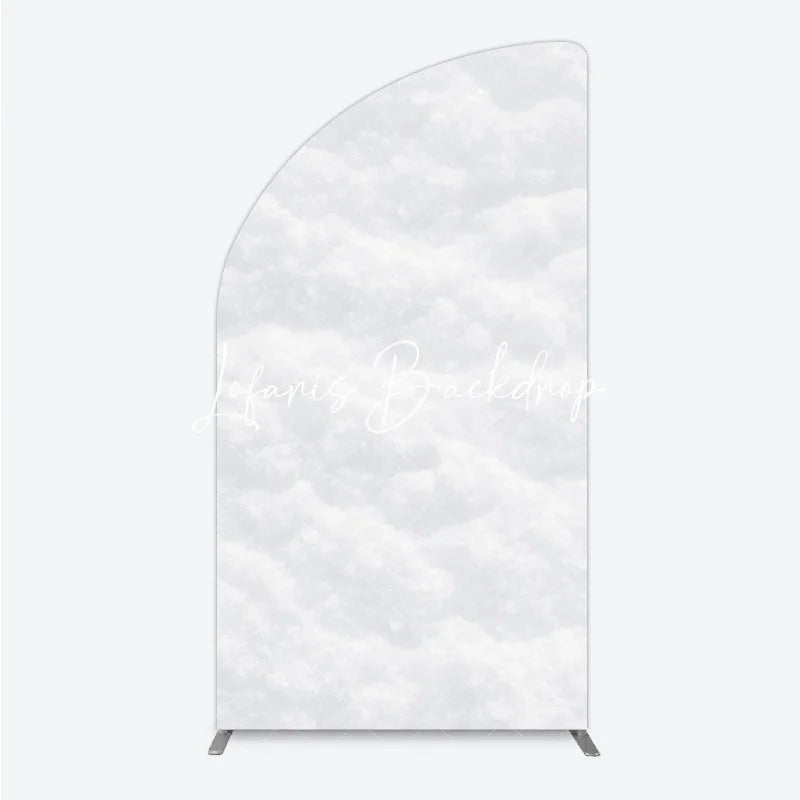 Lofaris Soft White Textured Snow Fluffy Half Moon Arch Backdrop Elegant Winter Wonderland Holiday Party Decor