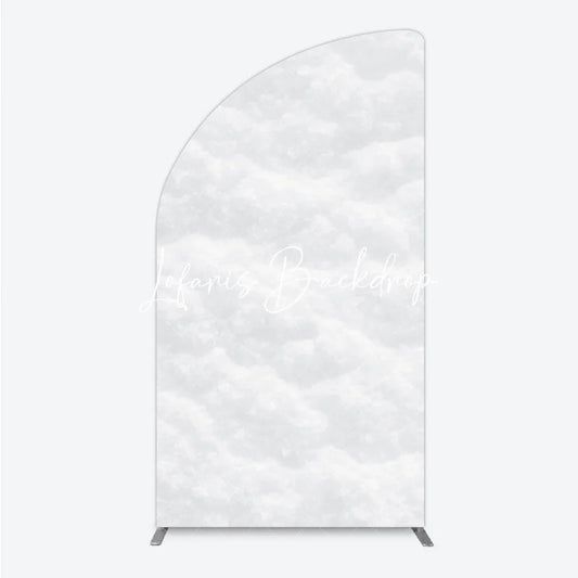 Lofaris Soft White Textured Snow Fluffy Half Moon Arch Backdrop Elegant Winter Wonderland Holiday Party Decor