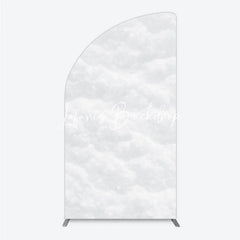 Lofaris Soft White Textured Snow Fluffy Half Moon Arch Backdrop Elegant Winter Wonderland Holiday Party Decor