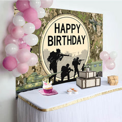 Lofaris Soldier Tank Aircraft Training Happy Birthday Backdrop