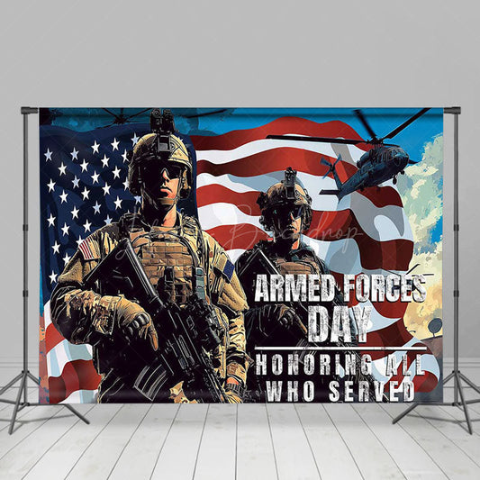 Lofaris Soldier Usa Flag National Armed Forces Day Backdrop